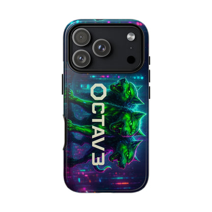 OCTAV3 Cyberpunk Wolf iPhone Case – Neon Tech Design, Futuristic Tough Cover for Music & Streetwear Fans