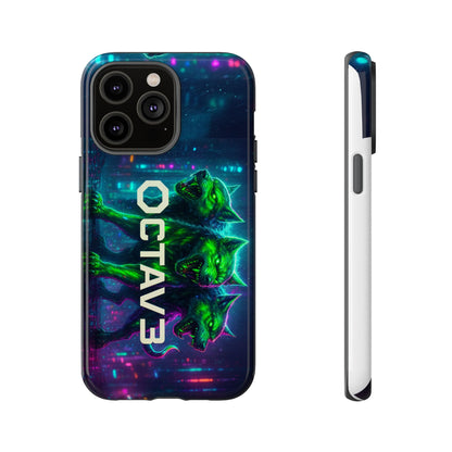 OCTAV3 Cyberpunk Wolf iPhone Case – Neon Tech Design, Futuristic Tough Cover for Music & Streetwear Fans