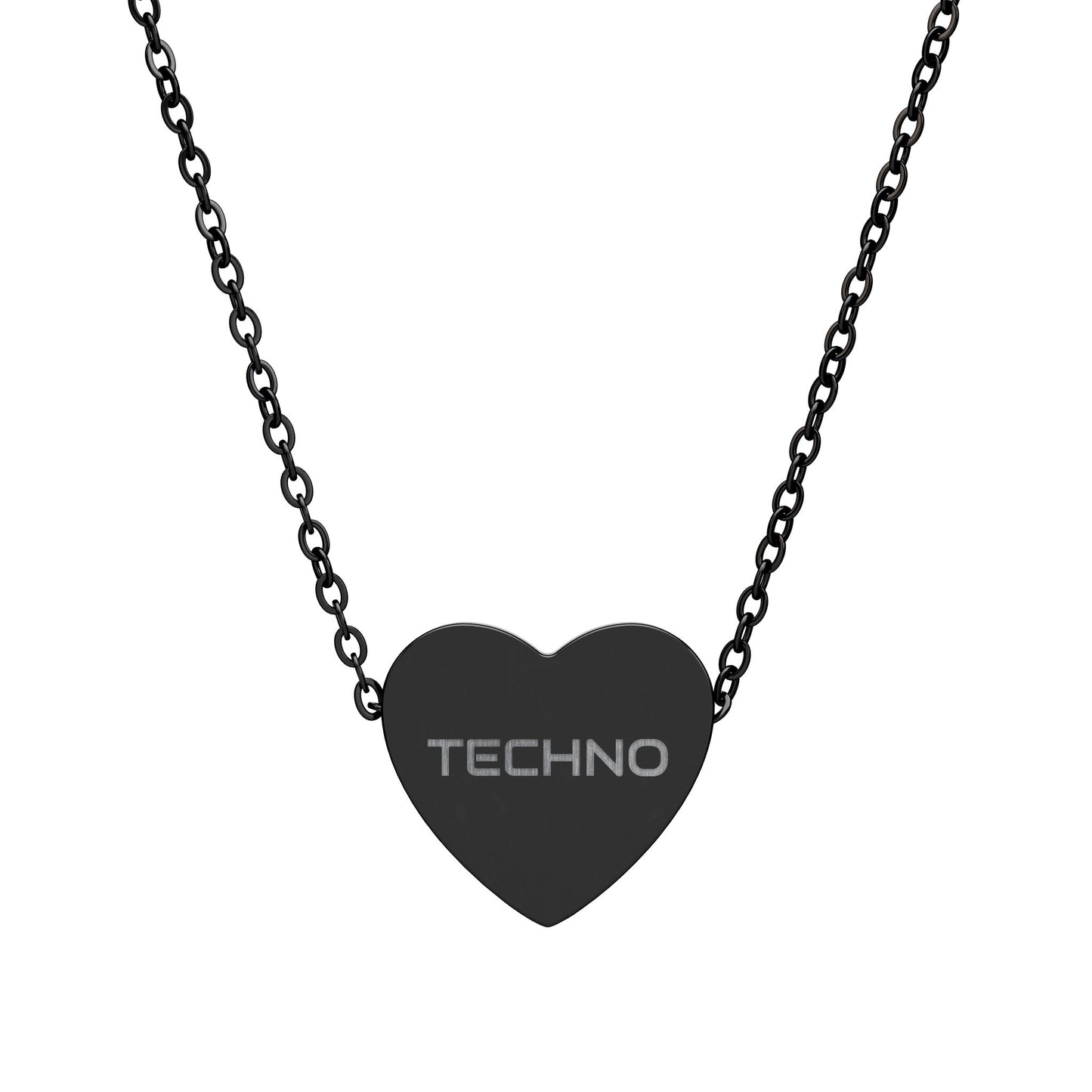 OCTAV3 “Techno Heart” Necklace – Engraved DJ & Rave Jewelry