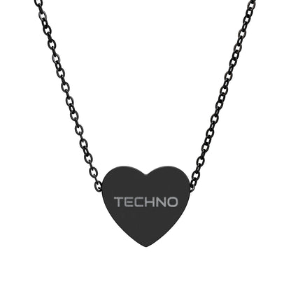 OCTAV3 “Techno Heart” Necklace – Engraved DJ & Rave Jewelry