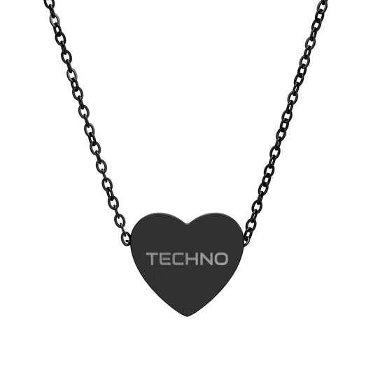 OCTAV3 “Techno Heart” Necklace – Engraved DJ & Rave Jewelry