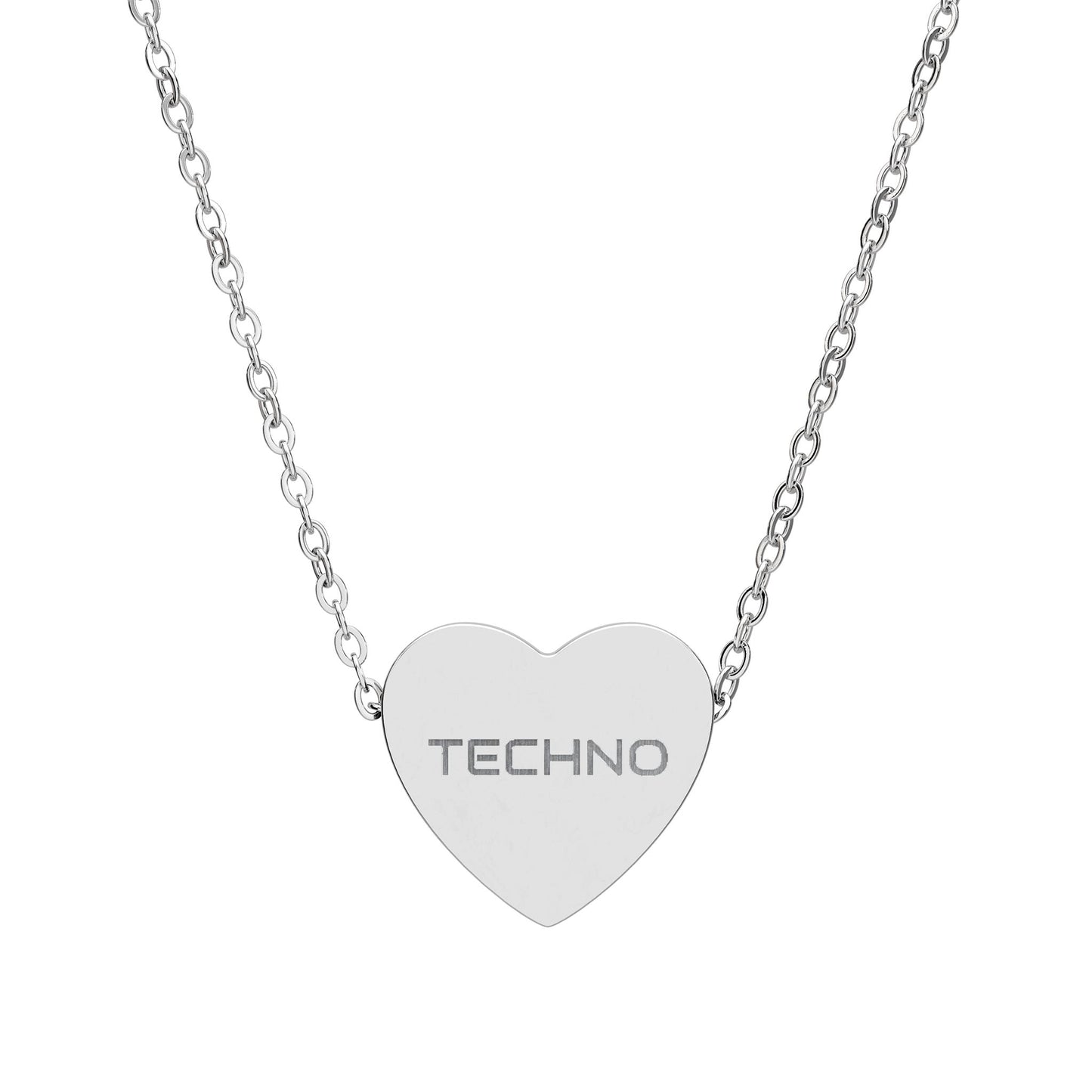OCTAV3 “Techno Heart” Necklace – Engraved DJ & Rave Jewelry