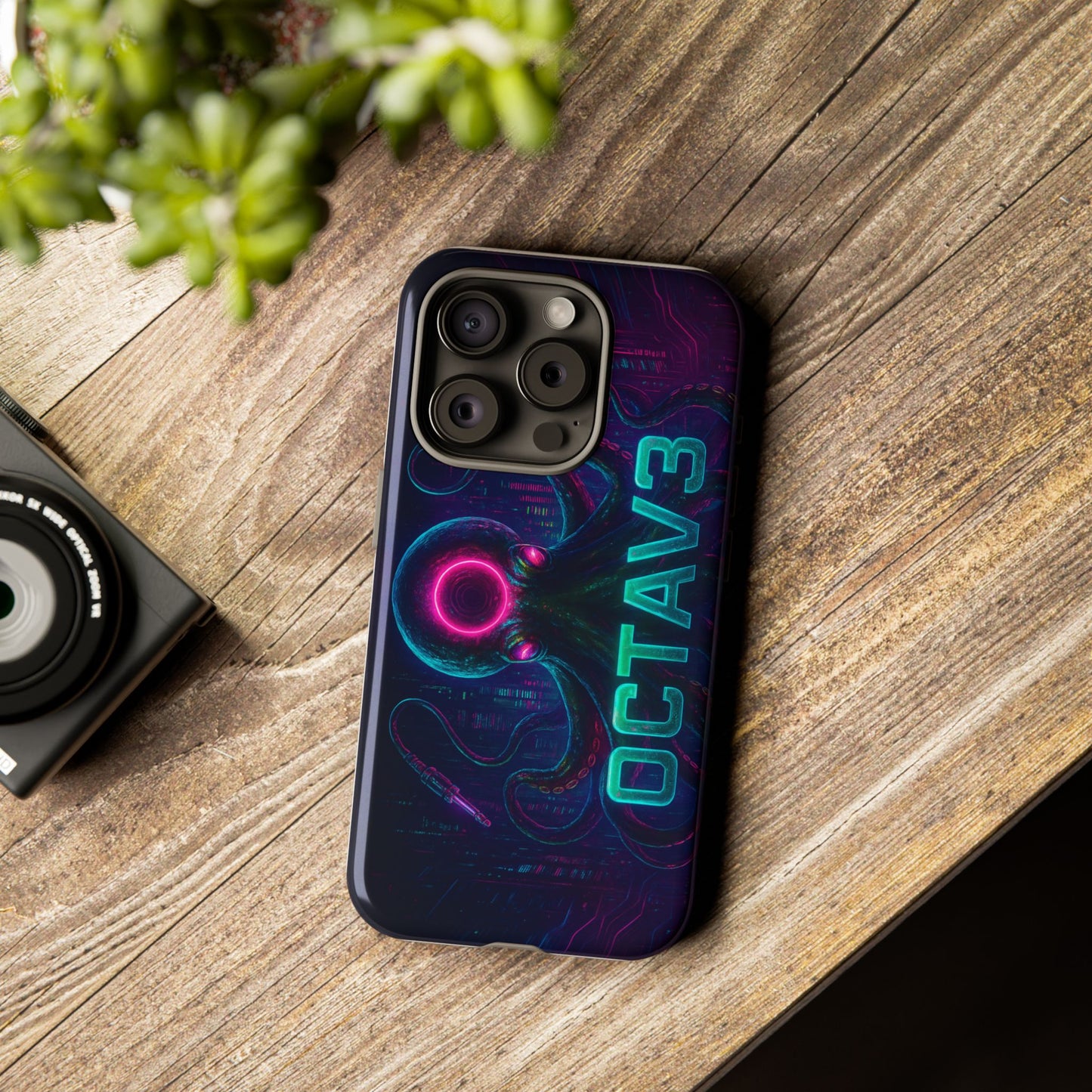 OCTAV3 Futuristic iPhone Case – Neon Octopus Design, Cyber Tech Vibe, Tough Protective Cover