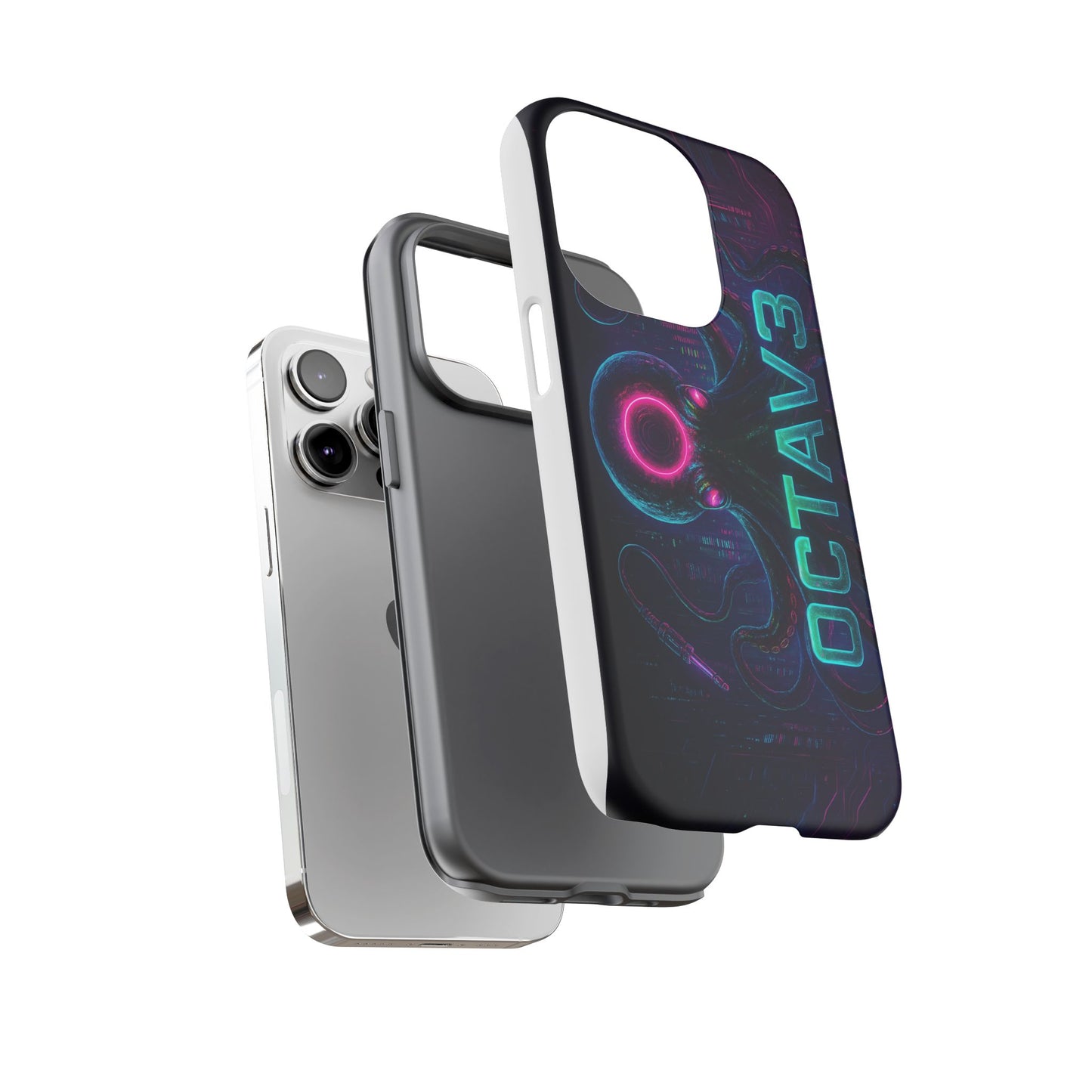 OCTAV3 Futuristic iPhone Case – Neon Octopus Design, Cyber Tech Vibe, Tough Protective Cover