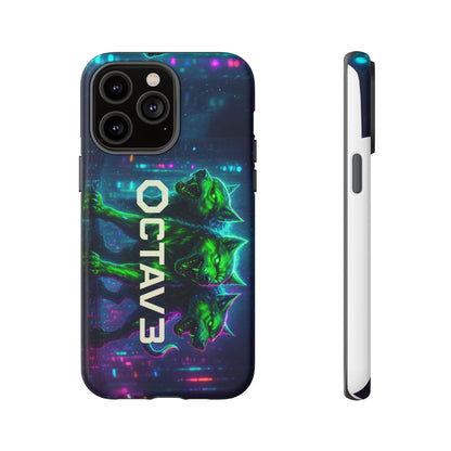 OCTAV3 Cyberpunk Wolf iPhone Case – Neon Tech Design, Futuristic Tough Cover for Music & Streetwear Fans