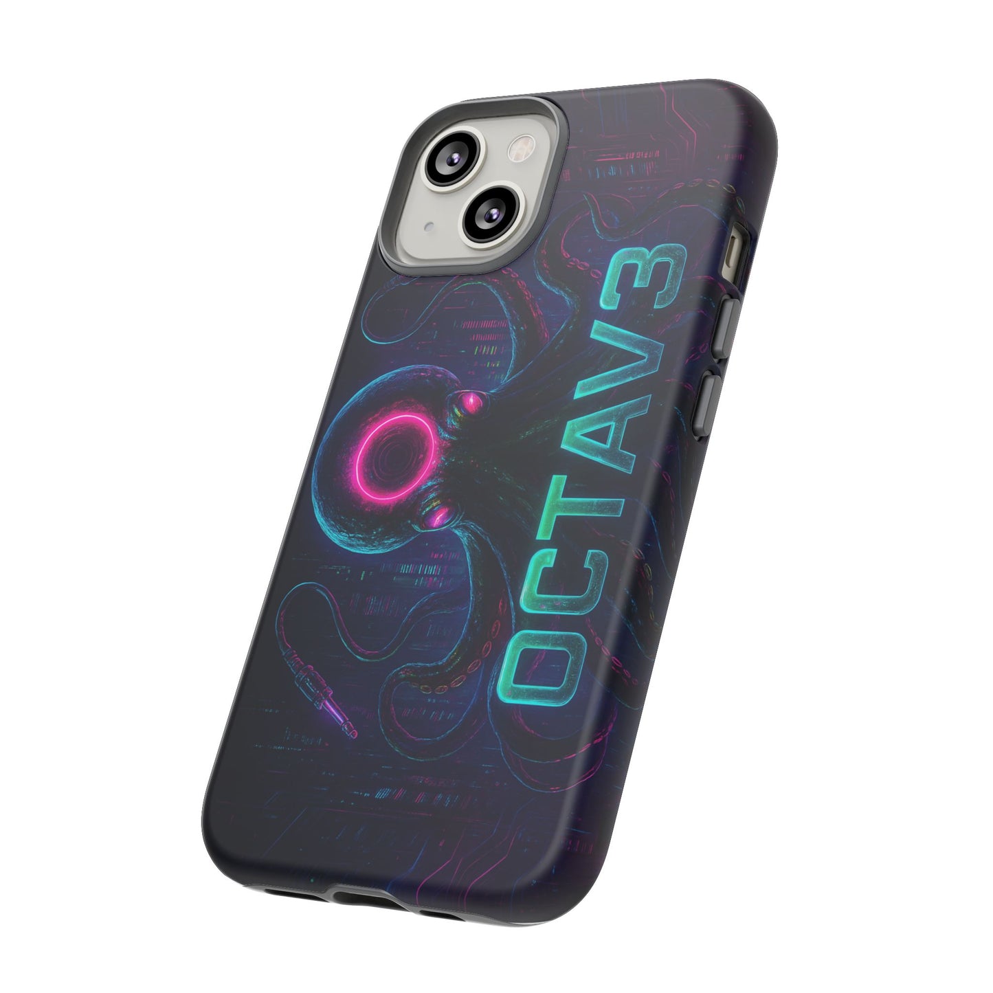 OCTAV3 Futuristic iPhone Case – Neon Octopus Design, Cyber Tech Vibe, Tough Protective Cover