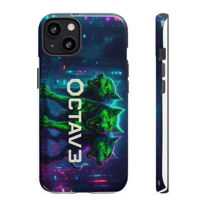OCTAV3 Cyberpunk Wolf iPhone Case – Neon Tech Design, Futuristic Tough Cover for Music & Streetwear Fans