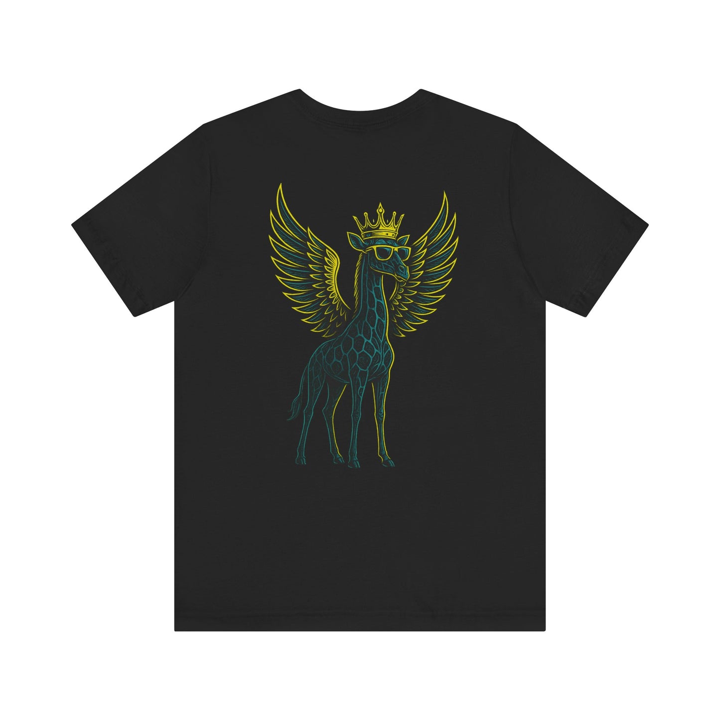 GFLY Royal T – Black Tee with Neon Flying Giraffe Crown Design