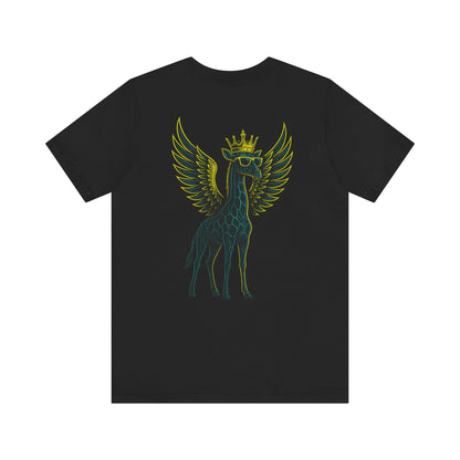 GFLY Royal T – Black Tee with Neon Flying Giraffe Crown Design