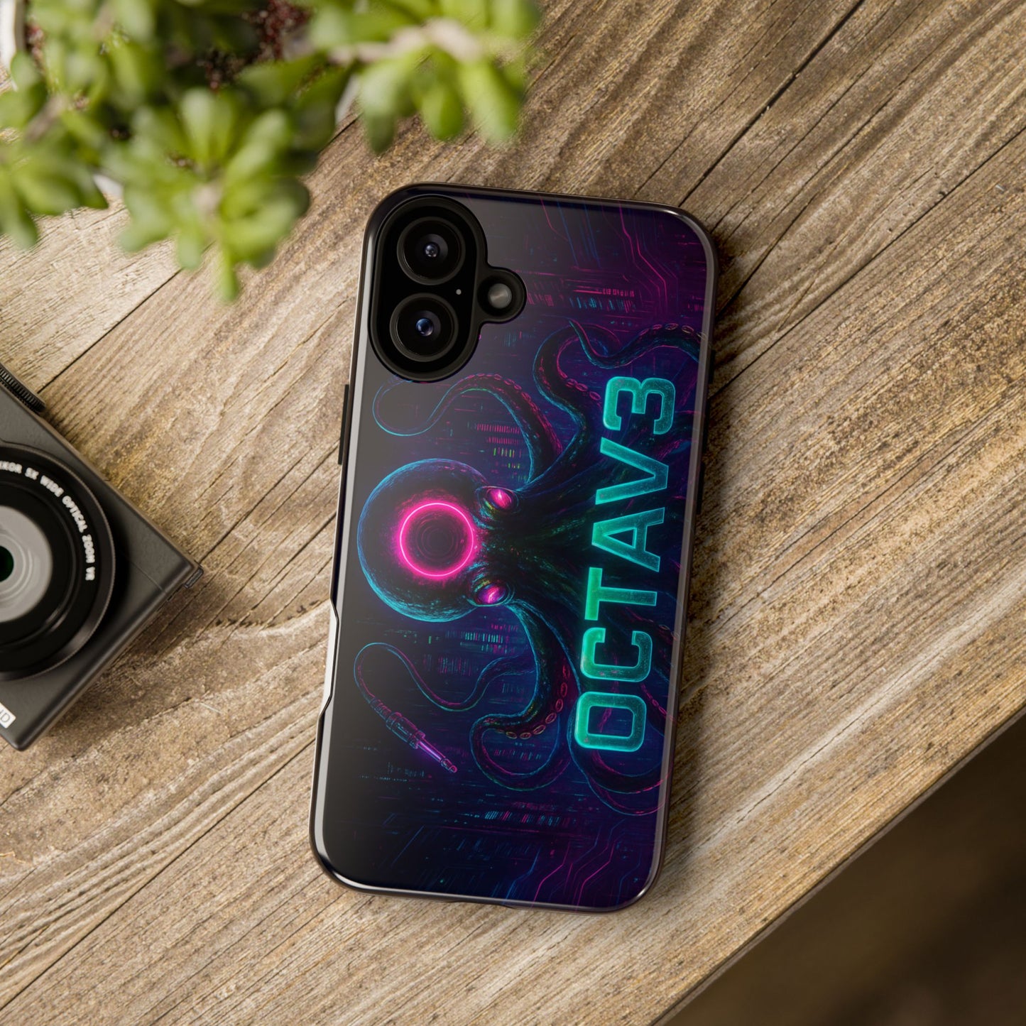 OCTAV3 Futuristic iPhone Case – Neon Octopus Design, Cyber Tech Vibe, Tough Protective Cover