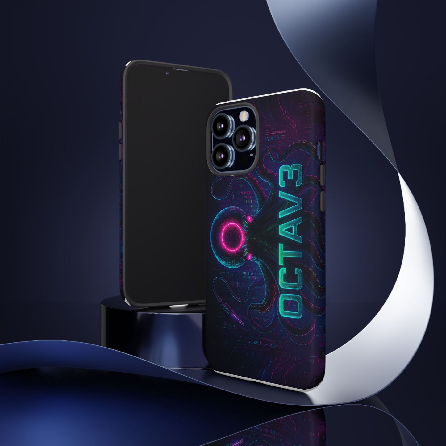 OCTAV3 Futuristic iPhone Case – Neon Octopus Design, Cyber Tech Vibe, Tough Protective Cover