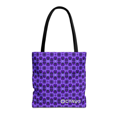 Octav3 Geometric Frequency Pattern Electric Purple Tote Bag - OCTAVE Pattern All-Over Print