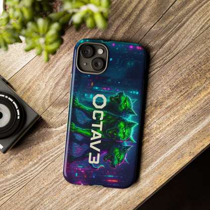 OCTAV3 Cyberpunk Wolf iPhone Case – Neon Tech Design, Futuristic Tough Cover for Music & Streetwear Fans