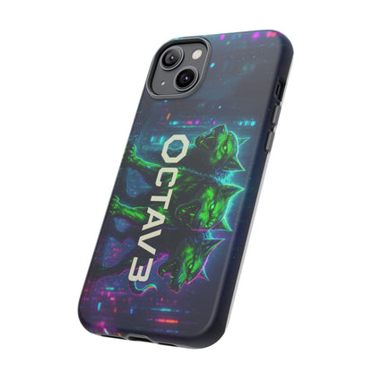 OCTAV3 Cyberpunk Wolf iPhone Case – Neon Tech Design, Futuristic Tough Cover for Music & Streetwear Fans
