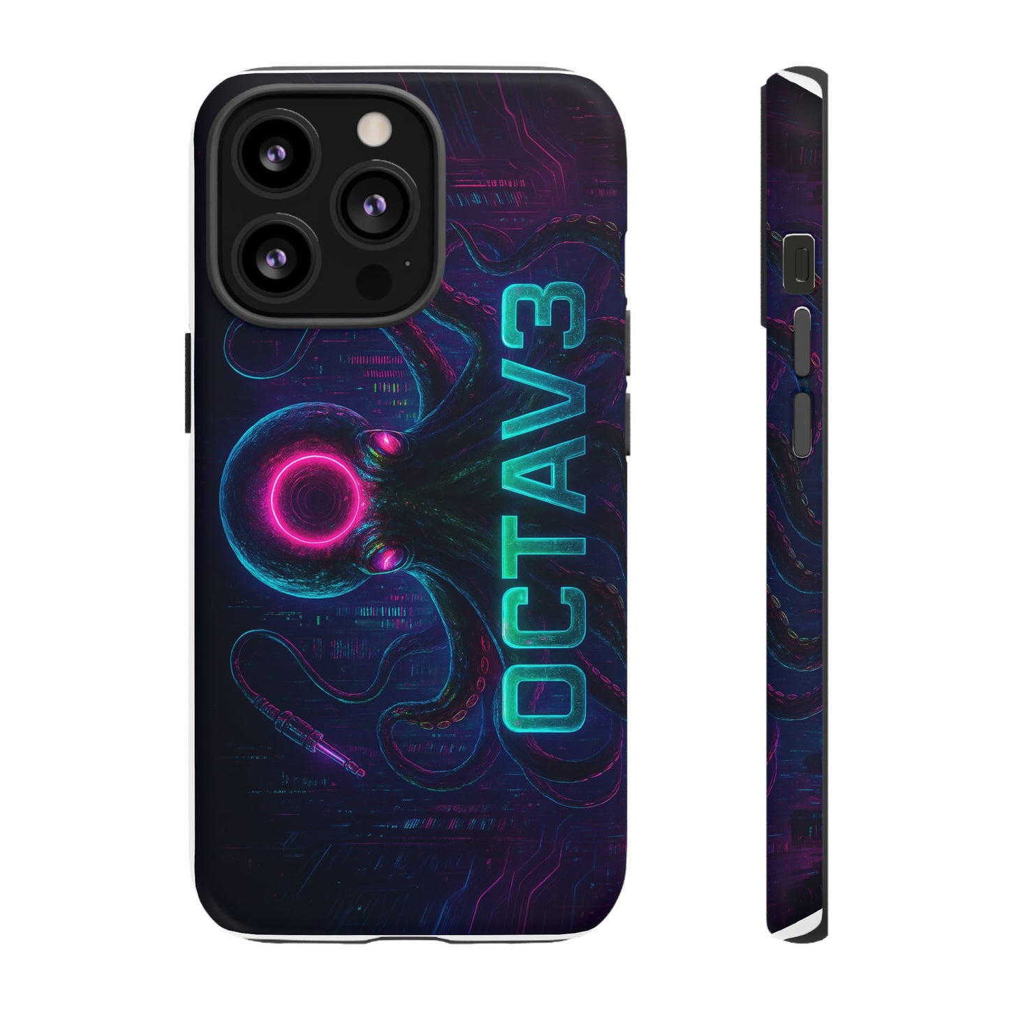OCTAV3 Futuristic iPhone Case – Neon Octopus Design, Cyber Tech Vibe, Tough Protective Cover