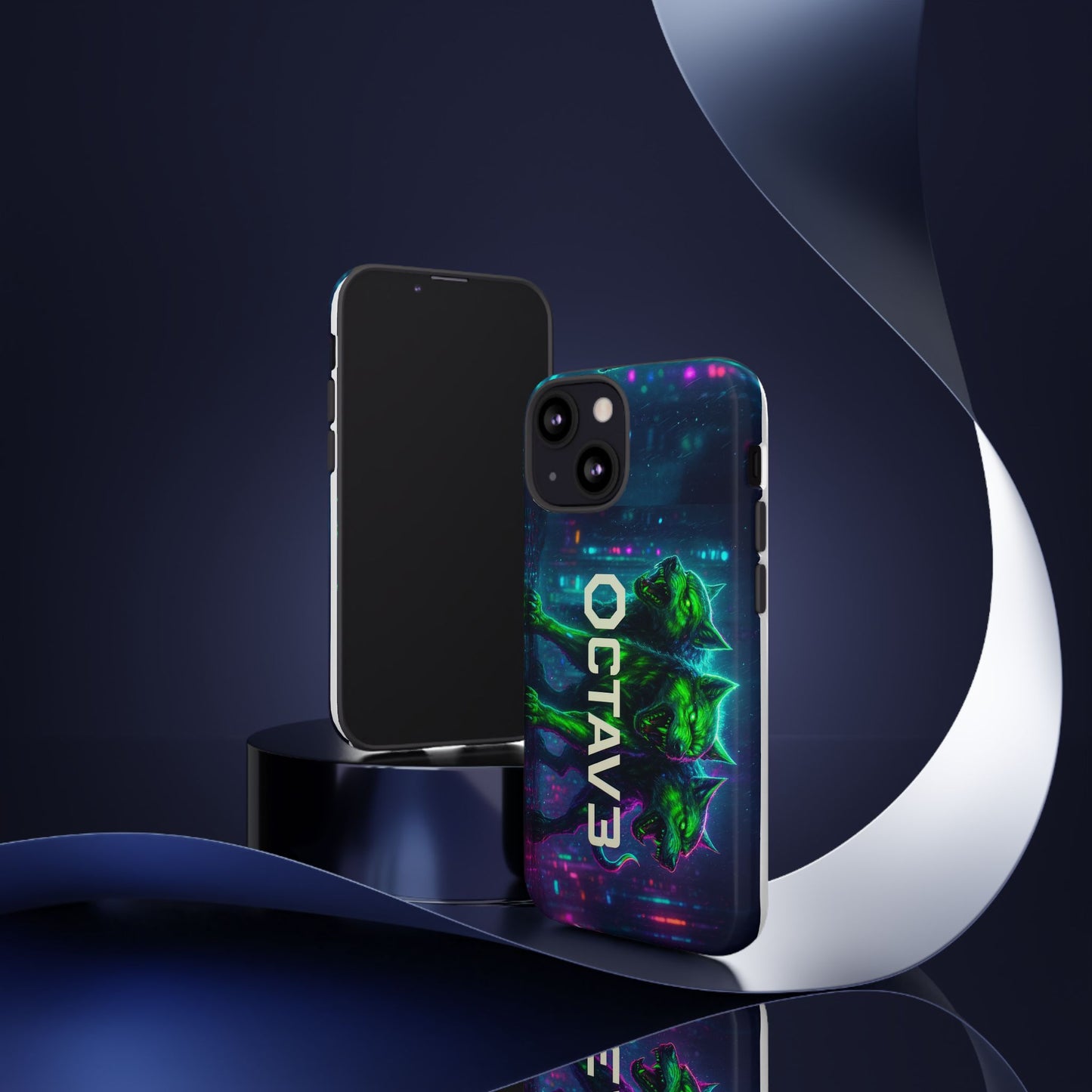 OCTAV3 Cyberpunk Wolf iPhone Case – Neon Tech Design, Futuristic Tough Cover for Music & Streetwear Fans