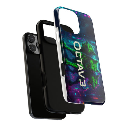 OCTAV3 Cyberpunk Wolf iPhone Case – Neon Tech Design, Futuristic Tough Cover for Music & Streetwear Fans