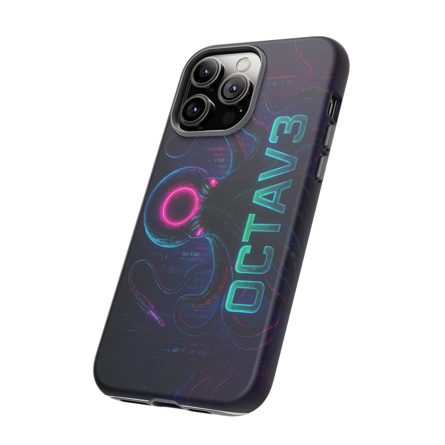 OCTAV3 Futuristic iPhone Case – Neon Octopus Design, Cyber Tech Vibe, Tough Protective Cover