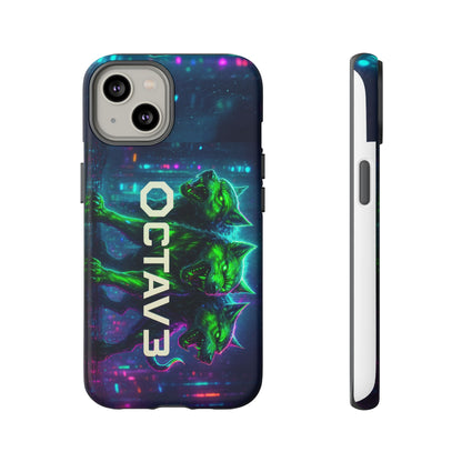 OCTAV3 Cyberpunk Wolf iPhone Case – Neon Tech Design, Futuristic Tough Cover for Music & Streetwear Fans