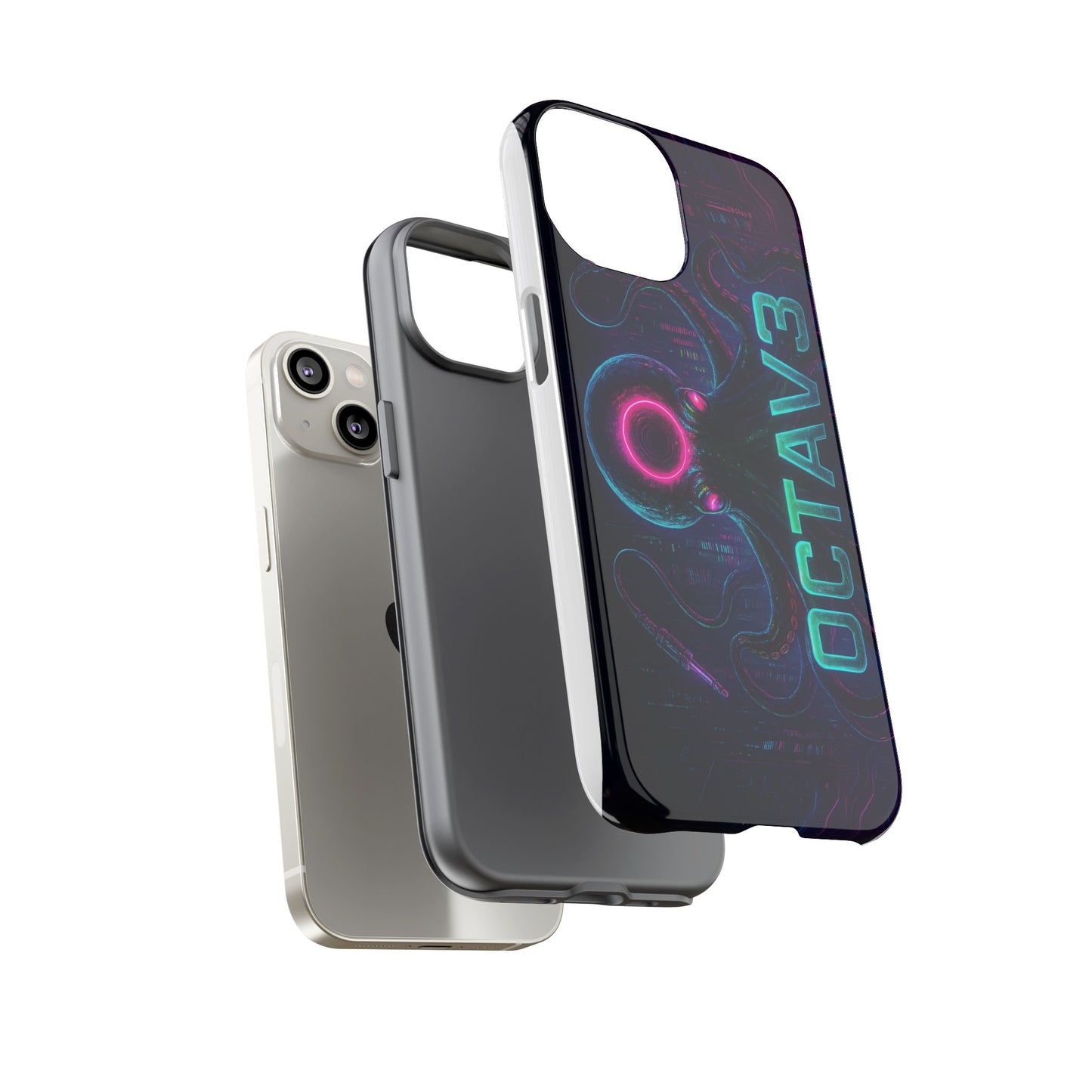 OCTAV3 Futuristic iPhone Case – Neon Octopus Design, Cyber Tech Vibe, Tough Protective Cover