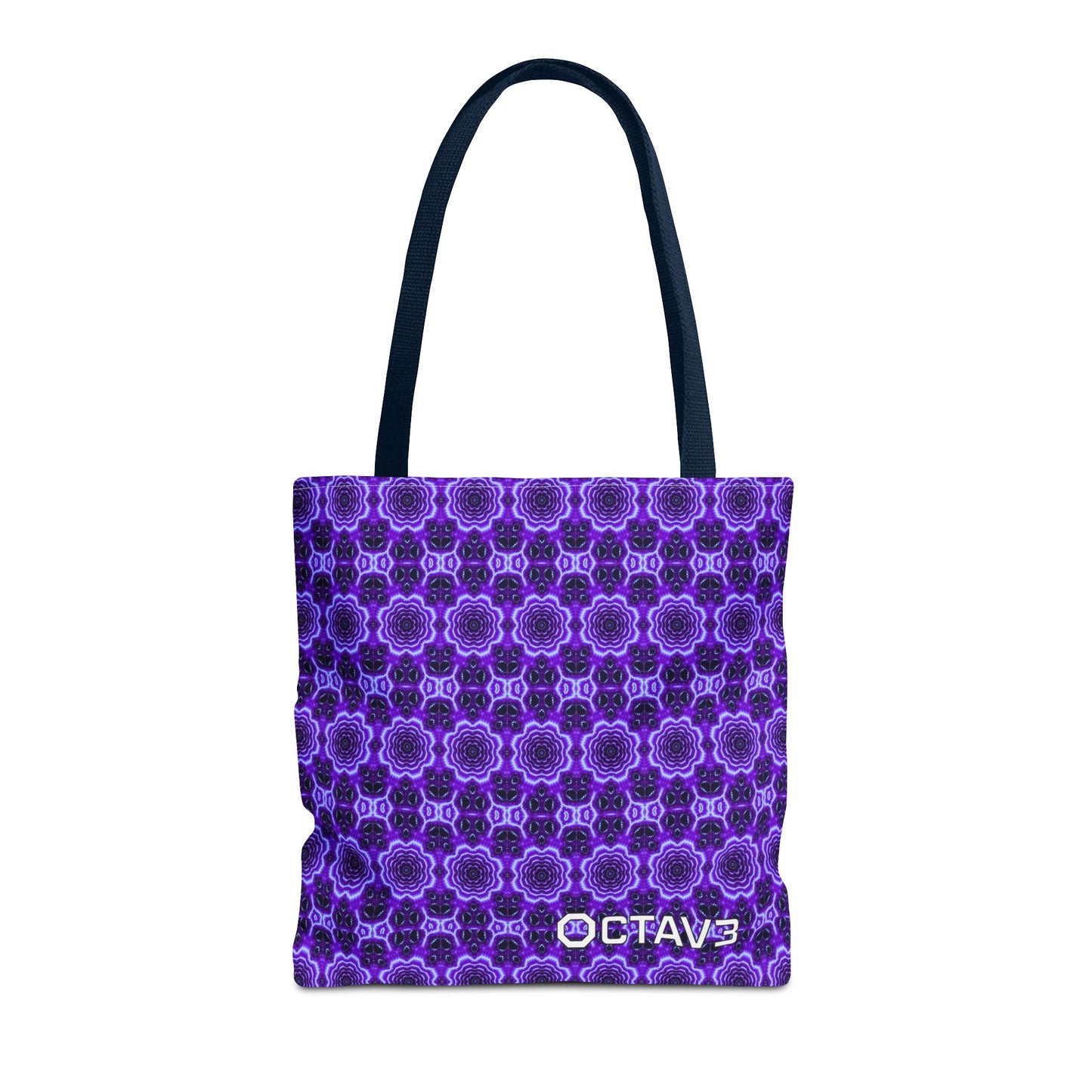 Octav3 Geometric Frequency Pattern Electric Purple Tote Bag - OCTAVE Pattern All-Over Print