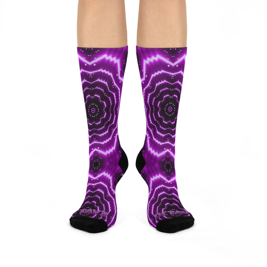 OCTAV3 “Audio PURPose” Crew Socks — Psychedelic Geometric Cushioned Socks