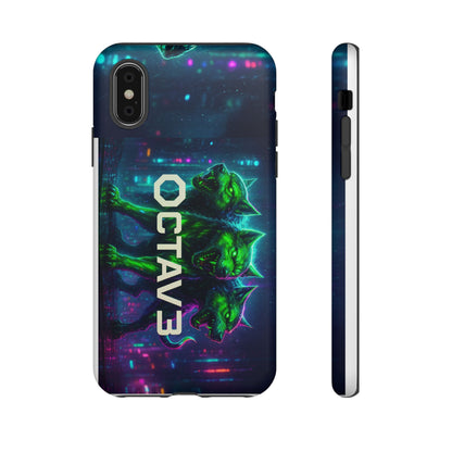 OCTAV3 Cyberpunk Wolf iPhone Case – Neon Tech Design, Futuristic Tough Cover for Music & Streetwear Fans