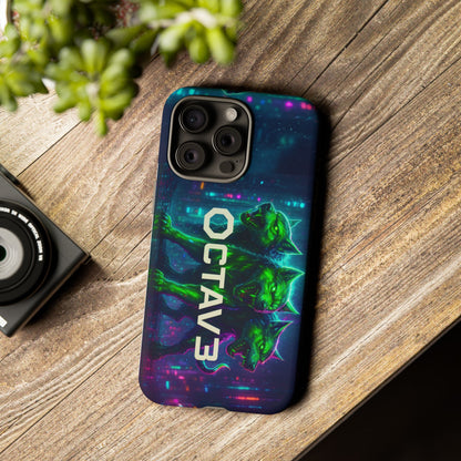 OCTAV3 Cyberpunk Wolf iPhone Case – Neon Tech Design, Futuristic Tough Cover for Music & Streetwear Fans