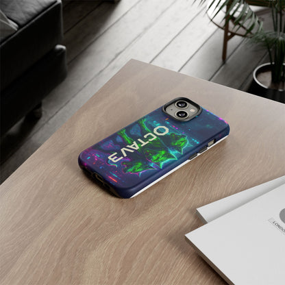 OCTAV3 Cyberpunk Wolf iPhone Case – Neon Tech Design, Futuristic Tough Cover for Music & Streetwear Fans