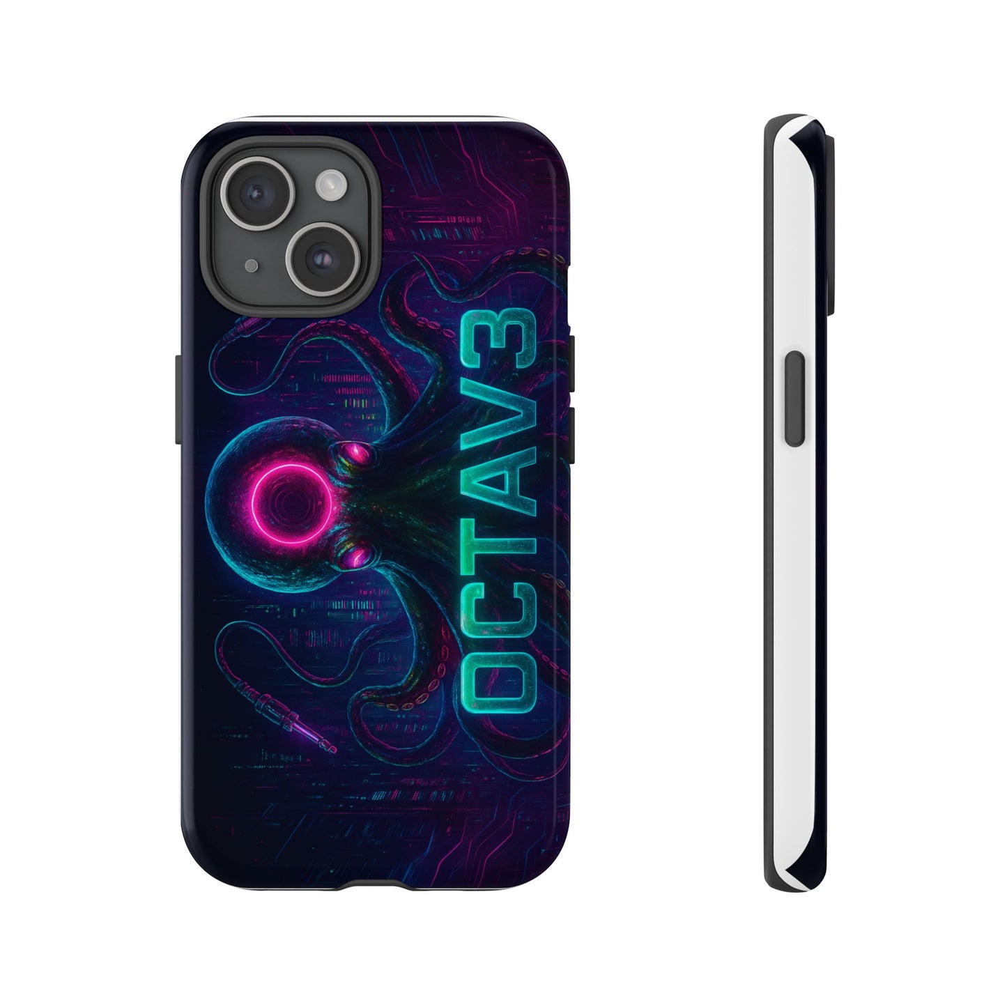 OCTAV3 Futuristic iPhone Case – Neon Octopus Design, Cyber Tech Vibe, Tough Protective Cover