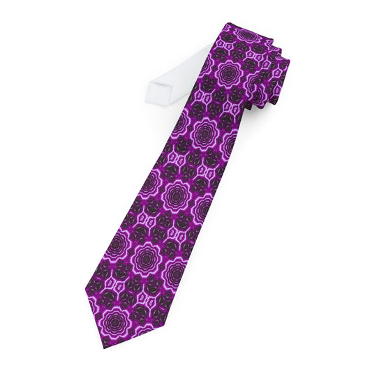 OCTAV3 “Audio Purp” Necktie – Deep Violet Geometric Pattern