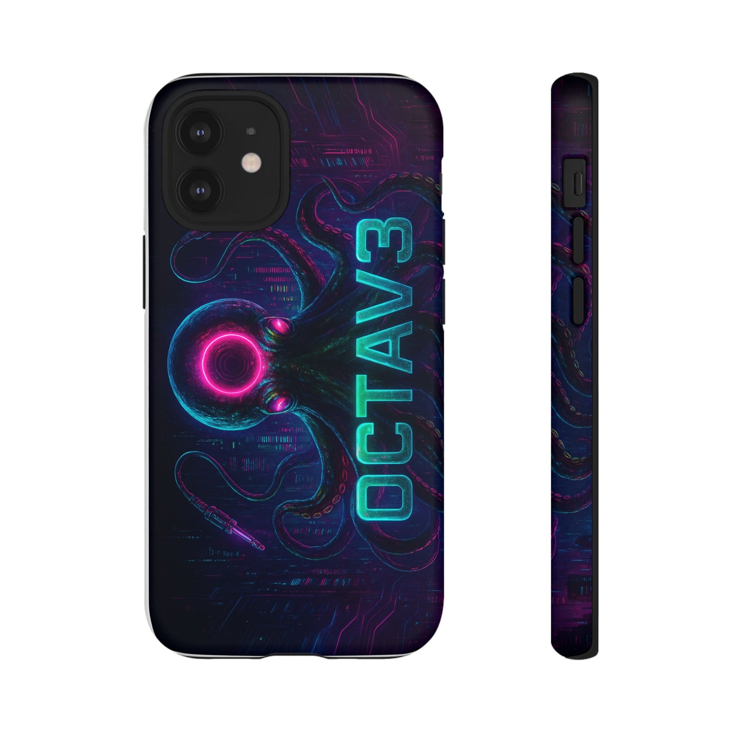 OCTAV3 Futuristic iPhone Case – Neon Octopus Design, Cyber Tech Vibe, Tough Protective Cover