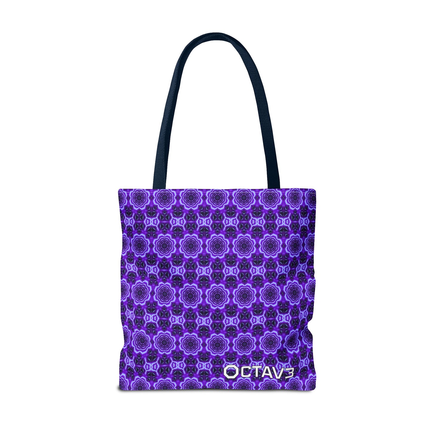Octav3 Geometric Frequency Pattern Electric Purple Tote Bag - OCTAVE Pattern All-Over Print