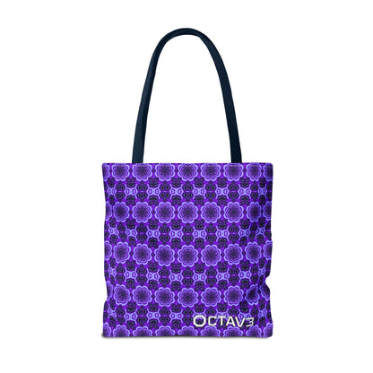 Octav3 Geometric Frequency Pattern Electric Purple Tote Bag - OCTAVE Pattern All-Over Print