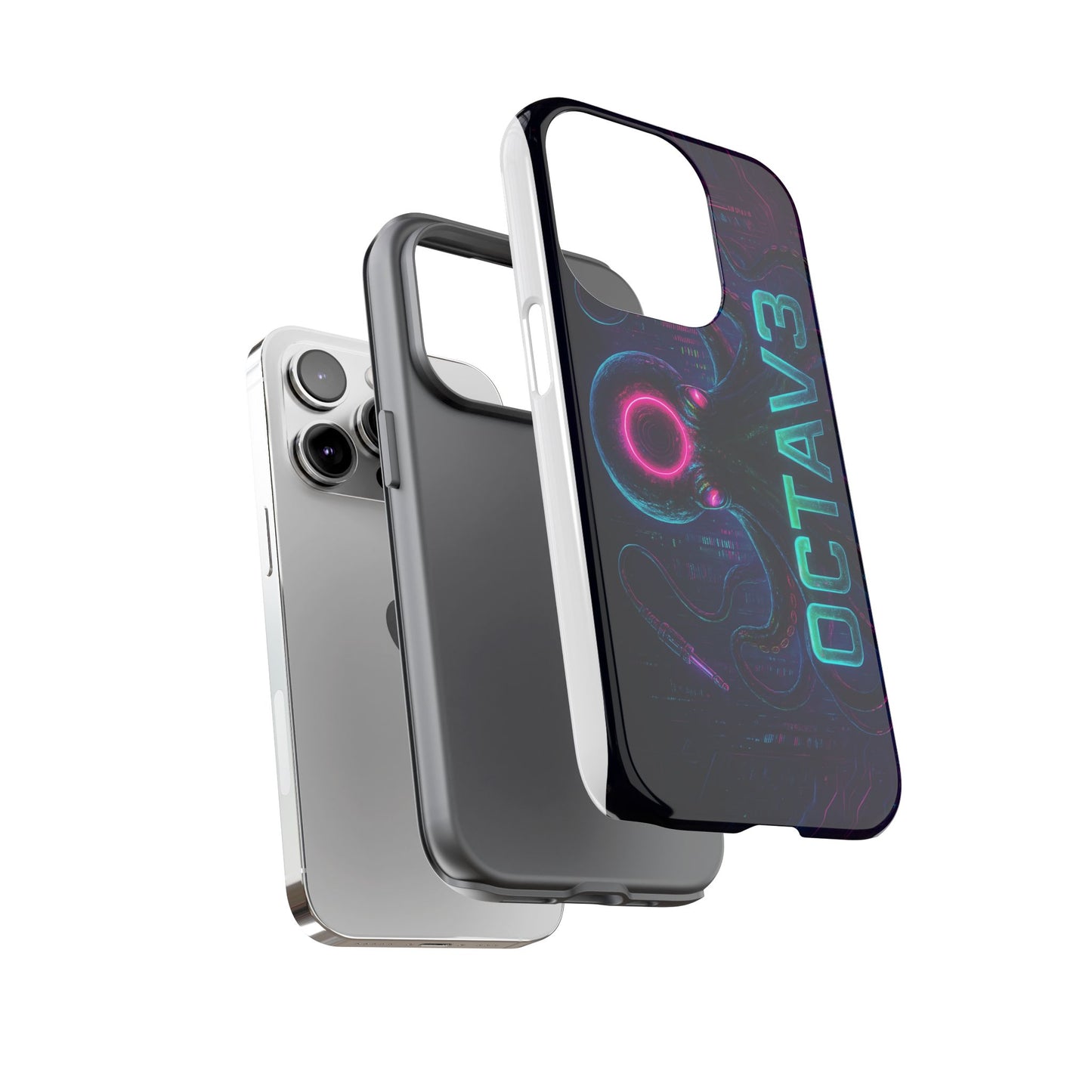 OCTAV3 Futuristic iPhone Case – Neon Octopus Design, Cyber Tech Vibe, Tough Protective Cover
