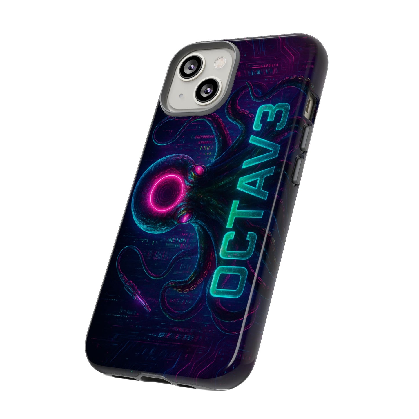 OCTAV3 Futuristic iPhone Case – Neon Octopus Design, Cyber Tech Vibe, Tough Protective Cover