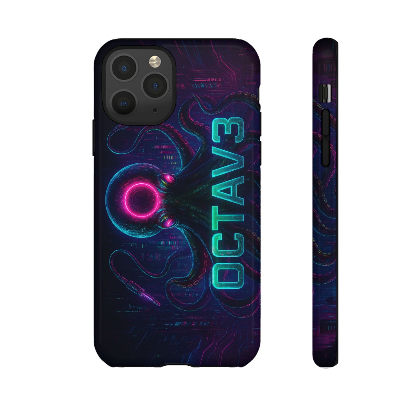 OCTAV3 Futuristic iPhone Case – Neon Octopus Design, Cyber Tech Vibe, Tough Protective Cover