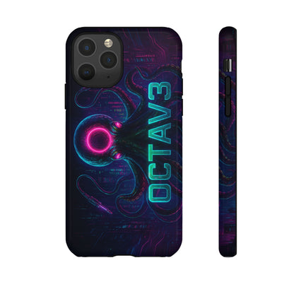 OCTAV3 Futuristic iPhone Case – Neon Octopus Design, Cyber Tech Vibe, Tough Protective Cover