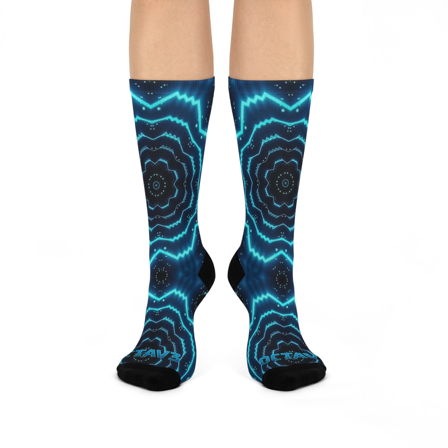 OCTAV3 “Audio Frequency” Socks – Turquoise — Psychedelic Geometric Cushioned Socks