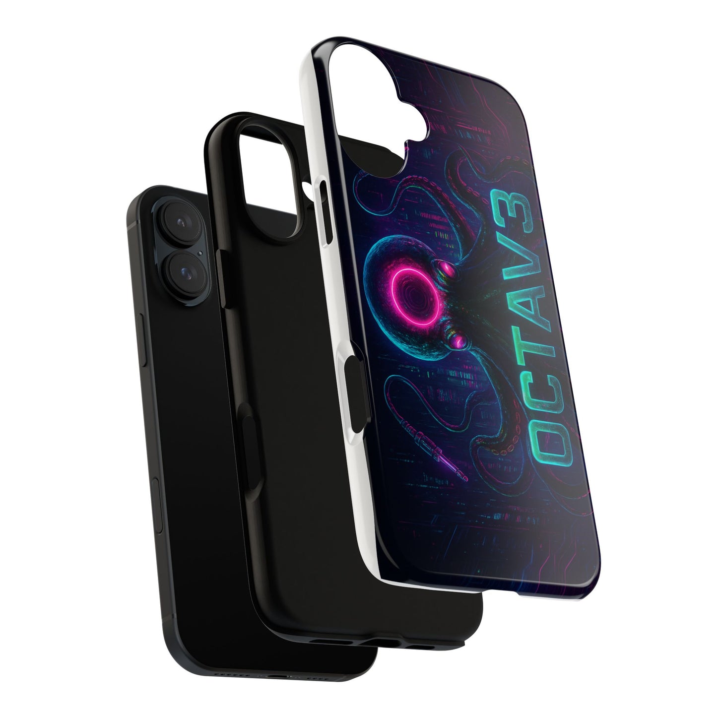 OCTAV3 Futuristic iPhone Case – Neon Octopus Design, Cyber Tech Vibe, Tough Protective Cover