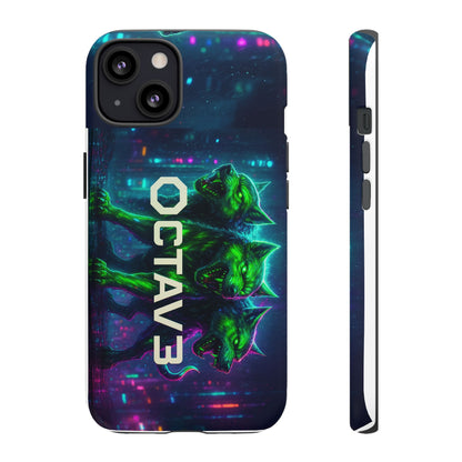 OCTAV3 Cyberpunk Wolf iPhone Case – Neon Tech Design, Futuristic Tough Cover for Music & Streetwear Fans