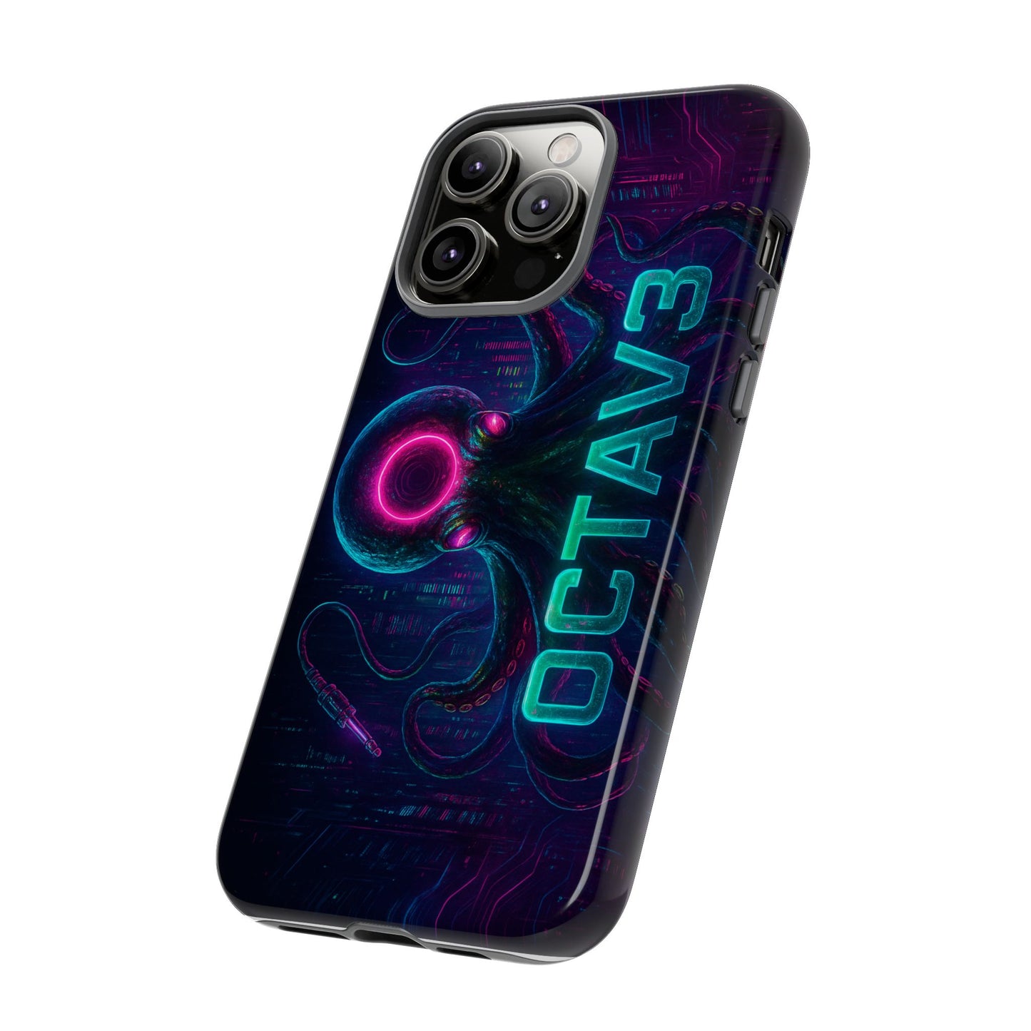 OCTAV3 Futuristic iPhone Case – Neon Octopus Design, Cyber Tech Vibe, Tough Protective Cover