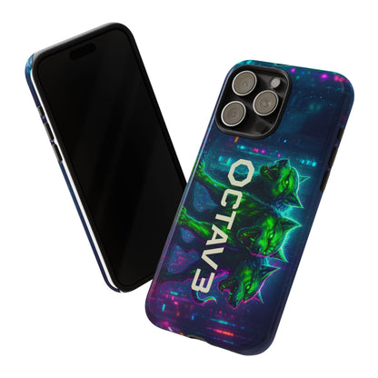 OCTAV3 Cyberpunk Wolf iPhone Case – Neon Tech Design, Futuristic Tough Cover for Music & Streetwear Fans
